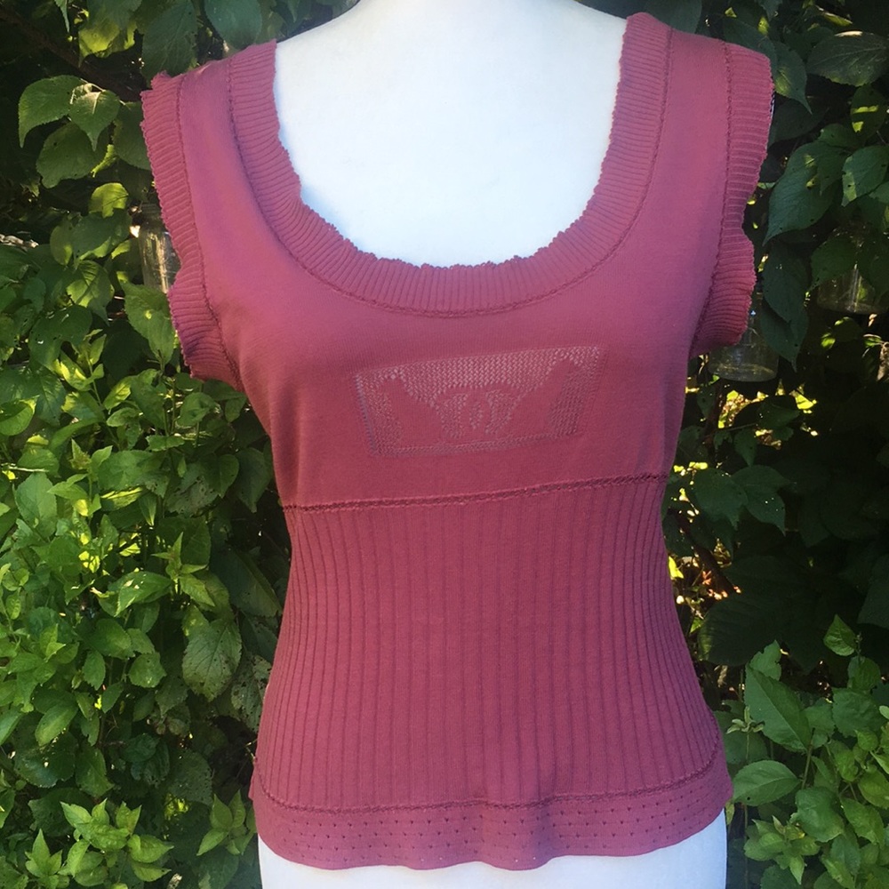 CHANEL Dusky Rose,Cotton Knit Top.Size 40 Euro/6US